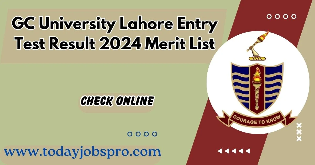 GC University Lahore Entry Test Result 2024 Merit List