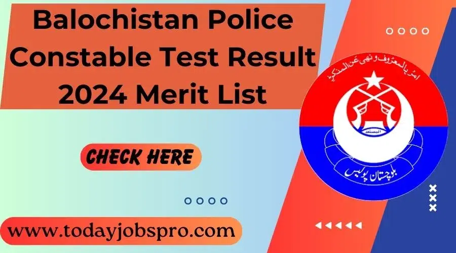 Balochistan Police Constable Test Result 2024 Merit List