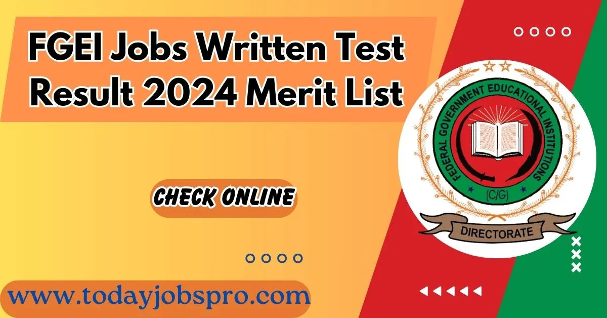 FGEI Jobs Written Test Result Induction 2024 Merit List