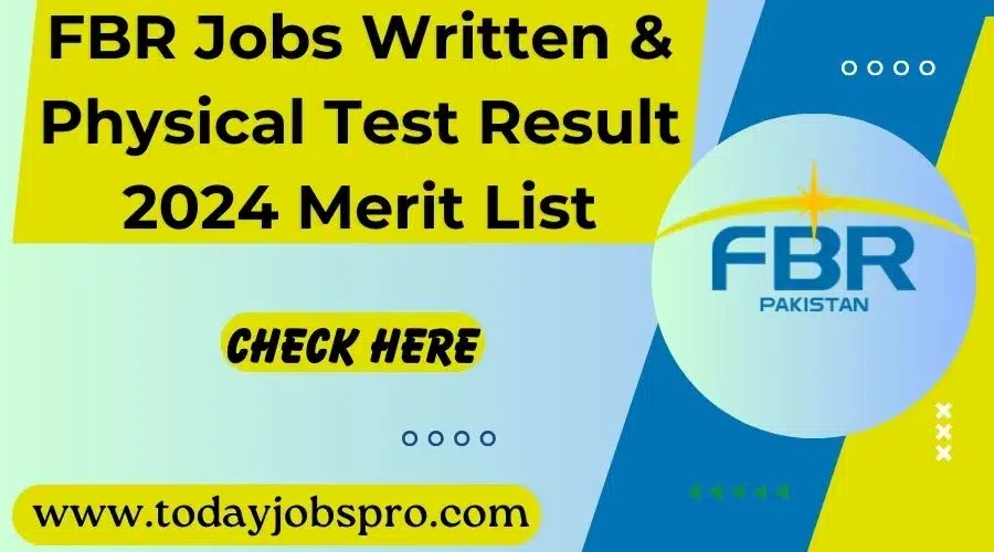 FBR Jobs Written & Physical Test Result 2024 Merit List