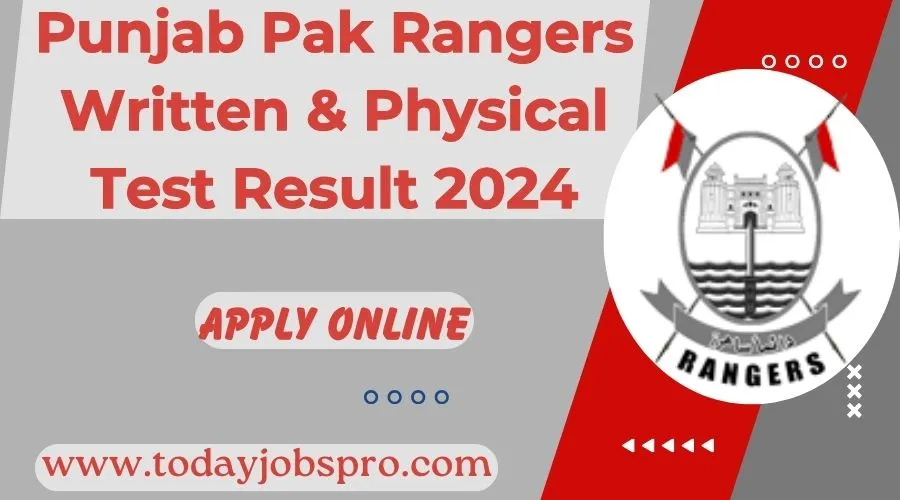 Punjab Pak Rangers Written & Physical Test Result 2024