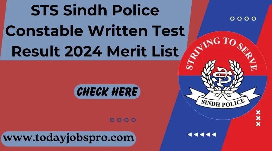 STS Sindh Police Constable Written Test Result 2024 Merit List