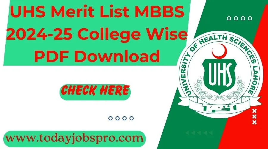 UHS Merit List MBBS 2024-25 College Wise PDF Download